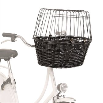 TRIXIE WILGEN FIETSMAND VOOROP ZWART MET KUSSEN EN KAP