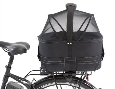 TRIXIE FIETSMAND ACHTEROP ZWART MET KUSSEN EN KAP