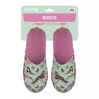 PANTOFFEL TUINVOGELS GROEN / ROZE