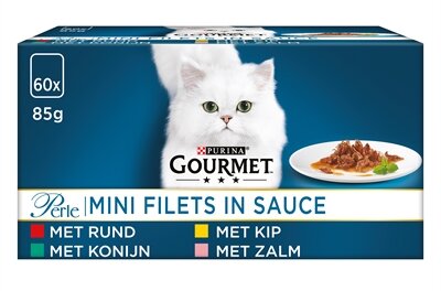 GOURMET PERLE MINI FILETS IN SAUS KIP / KONIJN / RUND / ZALM