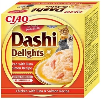 INABA DASHI DELIGHTS CHICKEN WITH TUNA &amp; SALMON RECIPE