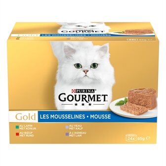 GOURMET GOLD MOUSSE MIXED KONIJN / RUND / KALF / LAM