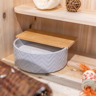 TRIXIE ZANDBAD MET PLATFORM DEGOES / HAMSTERS KERAMIEK / HOUT