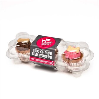 THE BARKING BAKERY MINI ICED WOOFINS VANILLA EN CAROB TRIO ASSORTI