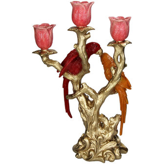 Candle Holder Bird Red &amp; Orange Multi - 37.5 Cm