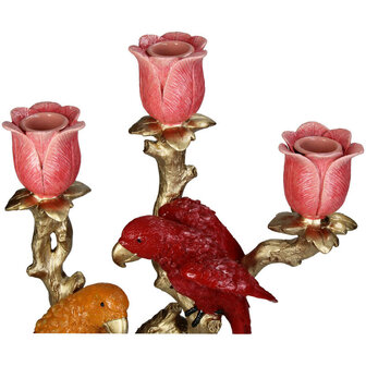 Candle Holder Bird Red &amp; Orange Multi - 37.5 Cm