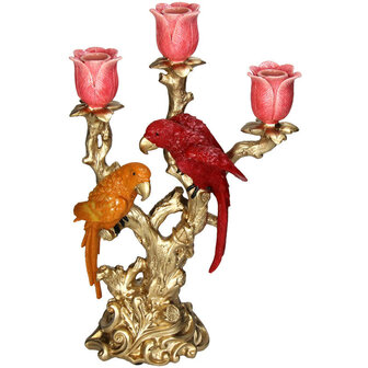 Candle Holder Bird Red &amp; Orange Multi - 37.5 Cm