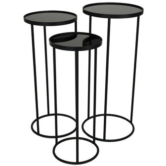 Round Table Set Of 3 - Black Metal - &Oslash;33 X &uarr; 75 Cm