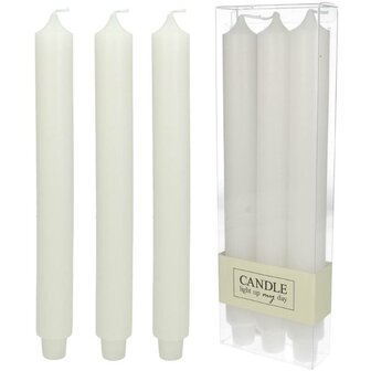 Candle White - Set Of 3 - &uarr; 30Cm