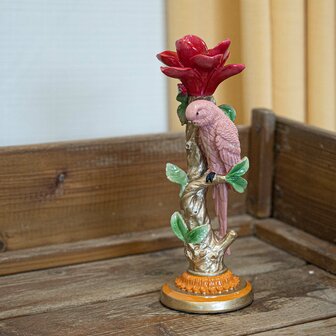 Candle Holder - Pink Parrot &uarr; 26 Cm