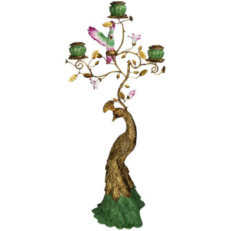 Peacock Candle Holder &ndash; Multicolour Polyresin Design