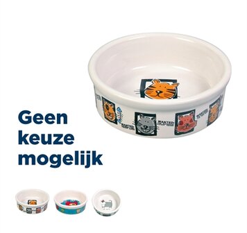 TRIXIE VOERBAK KAT KERAMIEK MET PRINT ASSORTI