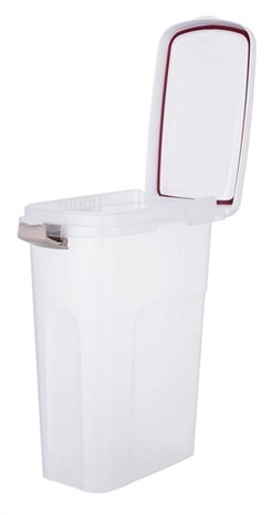 Trixie Voerton Luchtdicht Afsluitbaar Kunststof Transparant Wit / Wit 25 LTR 23X39X51 CM