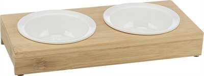Trixie Voerbak Waterbak-Set Keramiek / Bamboe 30X14X5 CM 2X250 ML