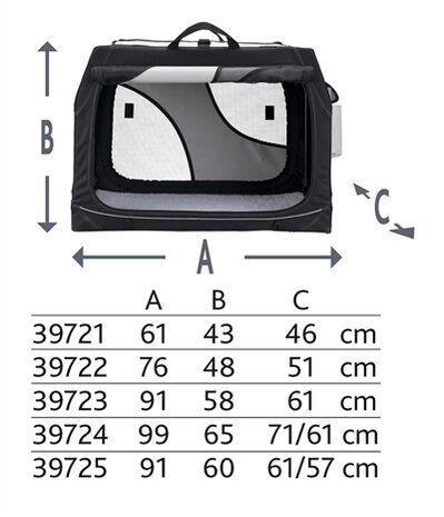 Trixie Reismand Vario Zwart / Grijs 61X43X46 CM