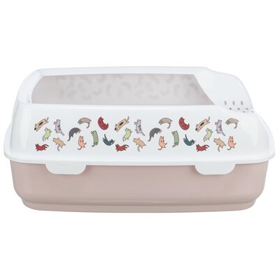 Trixie Kattenbak Delio Met Rand Bedrukt Lichtroze / Wit 50X38X20 CM