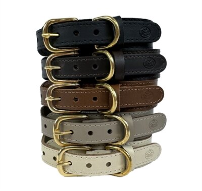Sazzz Halsband Hond Pioneer Classic Leer Taupe 42-50X3,5CM