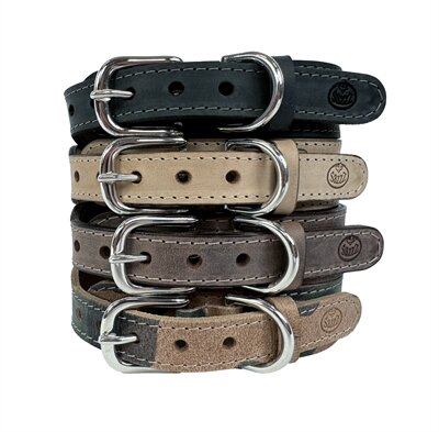 Sazzz Halsband Hond Boho Vintage Leer Antraciet 37-45X3,5 CM