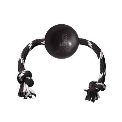 Kong Extreme Bal Met Touw Zwart / Wit 7,5X7,5X7,5 CM