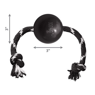 Kong Extreme Bal Met Touw Zwart / Wit 7,5X7,5X7,5 CM
