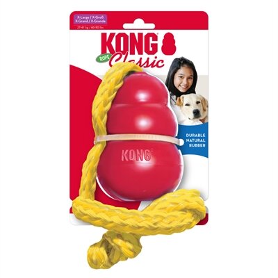 Kong Classic Met Touw Rood / Geel 9X9X61 CM