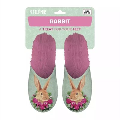 Merkloos Pantoffel Konijn Groen / Roze MAAT 39-42
