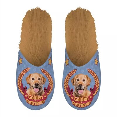 Merkloos Pantoffel Golden Retriever Lila / Beige MAAT 39-42