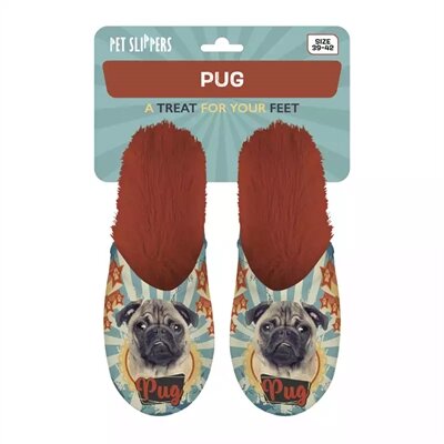 Merkloos Pantoffel Pug Mopshond Oranje MAAT 39-42
