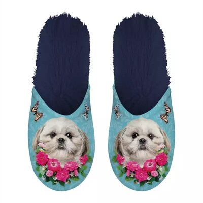 Merkloos Pantoffel Shih Tzu Lichtblauw / Donkerblauw MAAT 39-42
