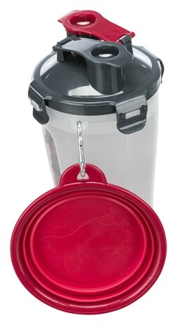 TRIXIE WATERFLES / VOERFLES INCLUSIEF REISBAK KUNSTSTOF / SILICONE