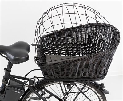 TRIXIE FIETSMAND MET DRAADKOEPEL ACHTEROP ZWART