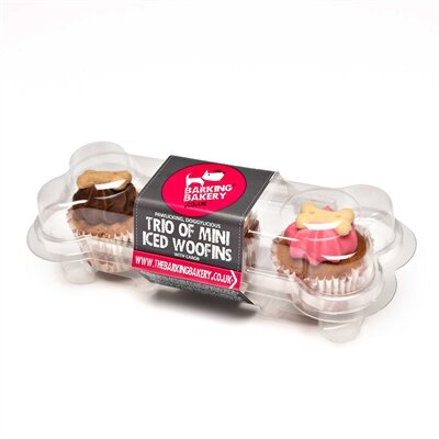 THE BARKING BAKERY MINI ICED WOOFINS VANILLA EN CAROB TRIO ASSORTI