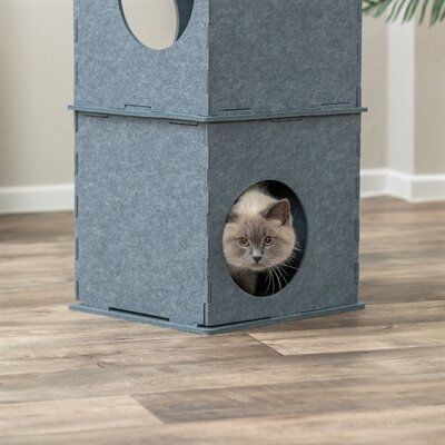 TRIXIE KATTENHUIS TOREN NELE VILT GRIJS
